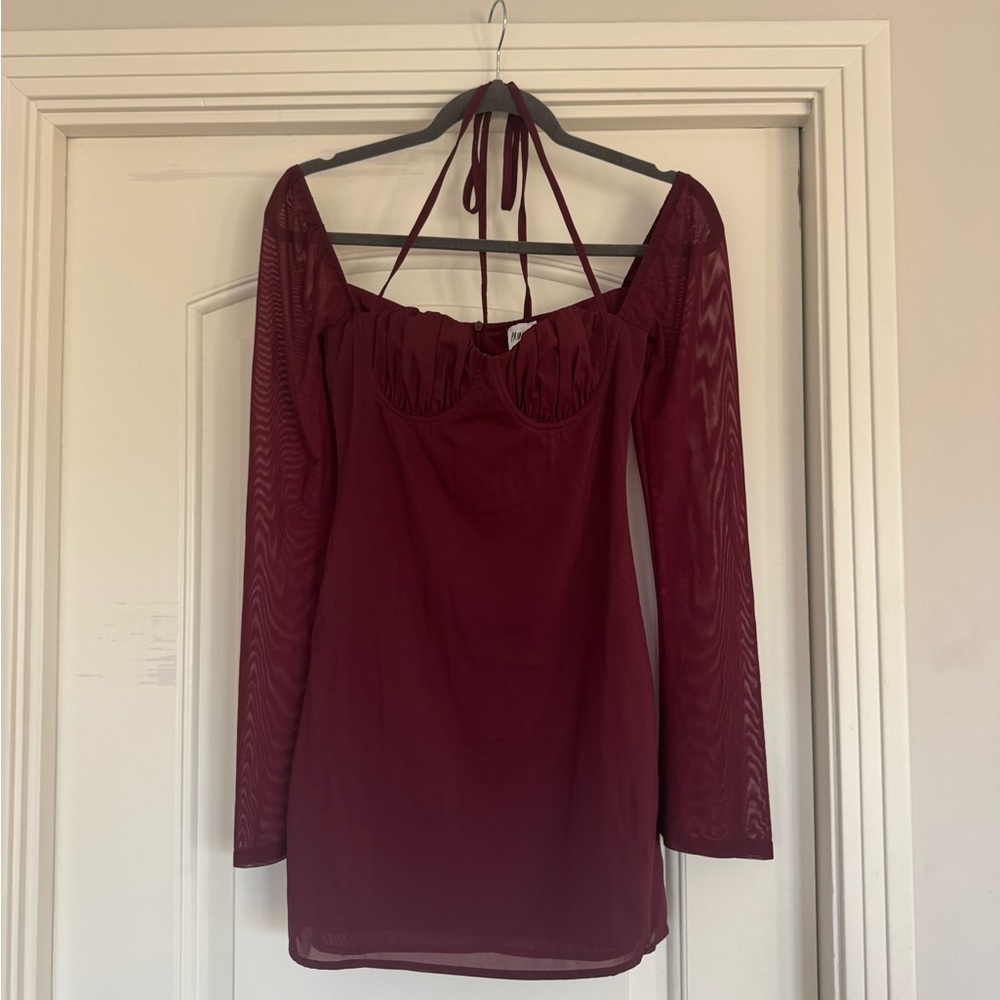 Princess Polly Burgundy Long Sleeve Dress